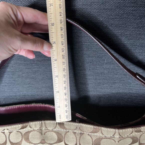 Coach Leatherware est 1941 Signature Canvas and Leather Shoulder Handbag EUC - Picture 9 of 15